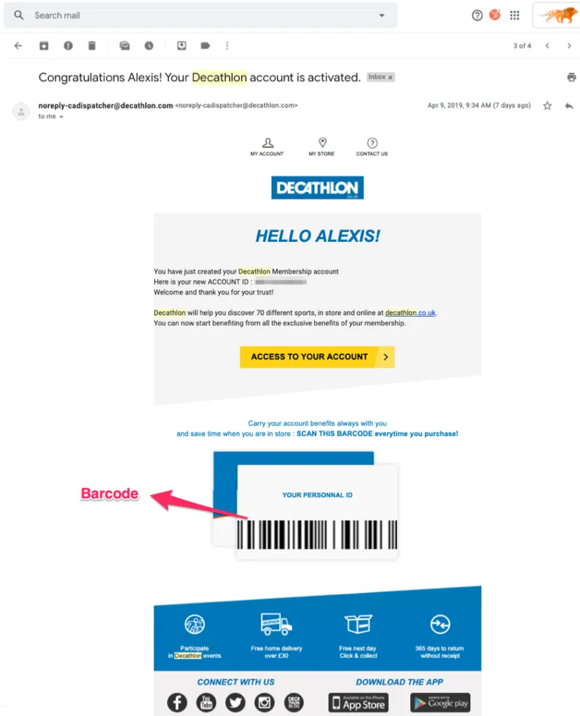 Decathlon email example 1
