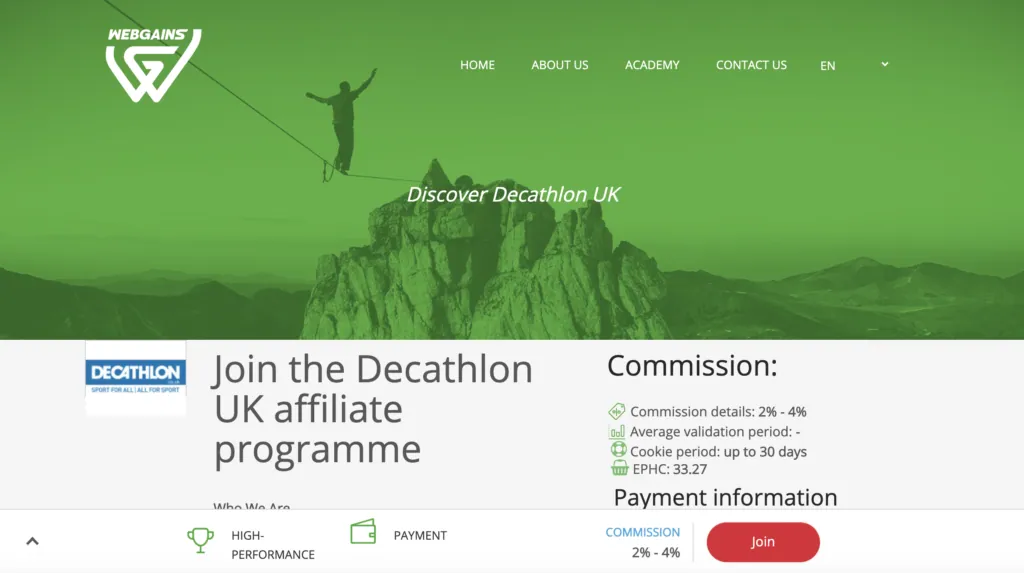 Decathlon affiliate program