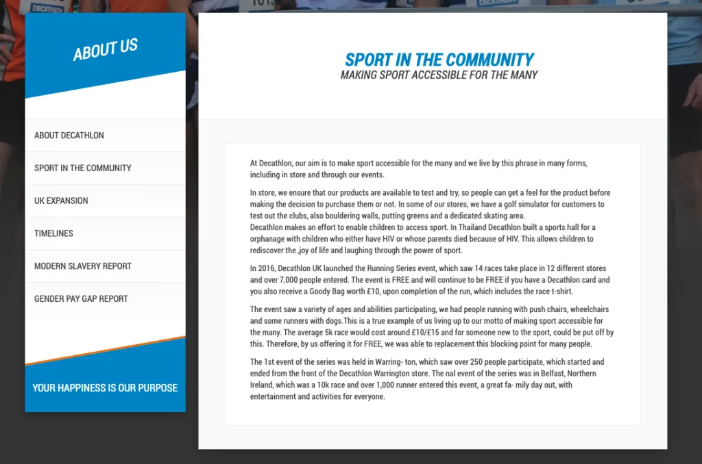Decathlon community statement